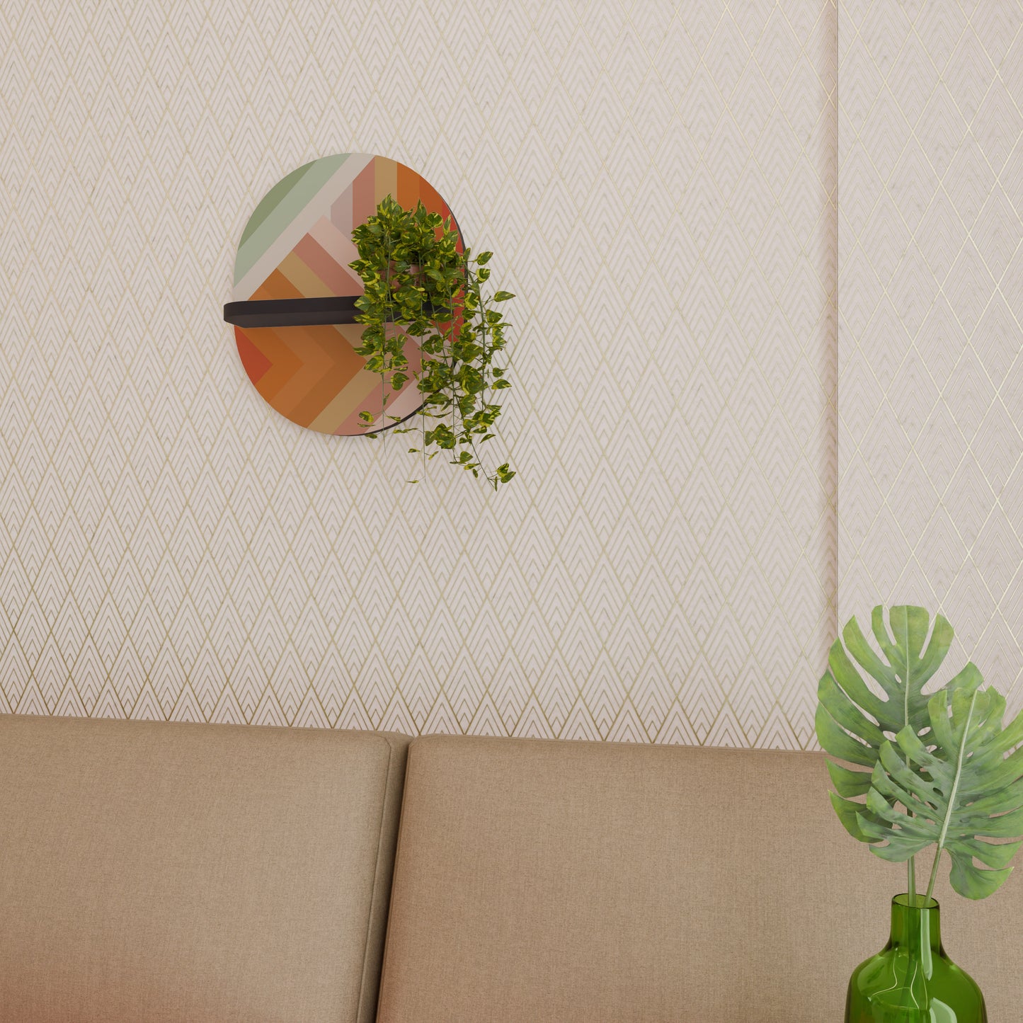 GRADIENT PICKS Oval konsthylla i svart finish