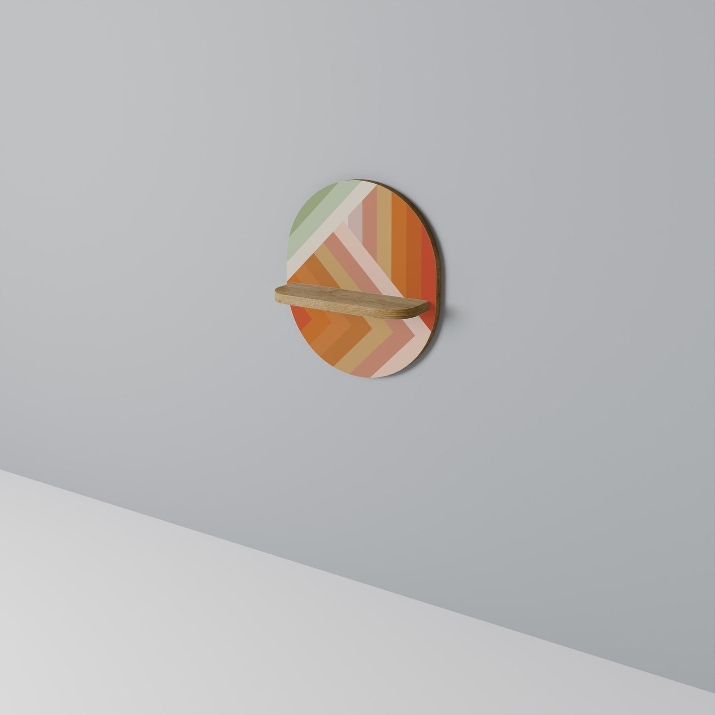 GRADIENT PICKS Oval konsthylla i ekeffekt