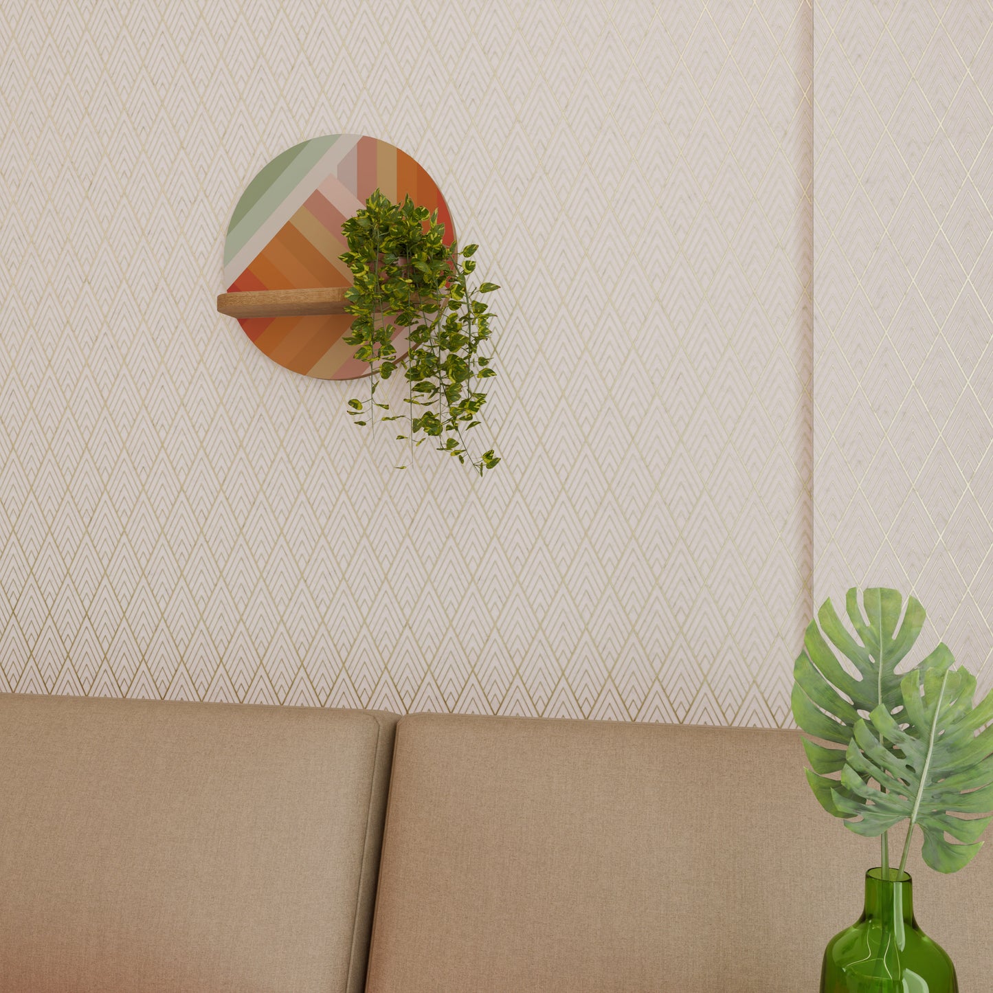 GRADIENT PICKS Rund konsthylla i ekeffekt