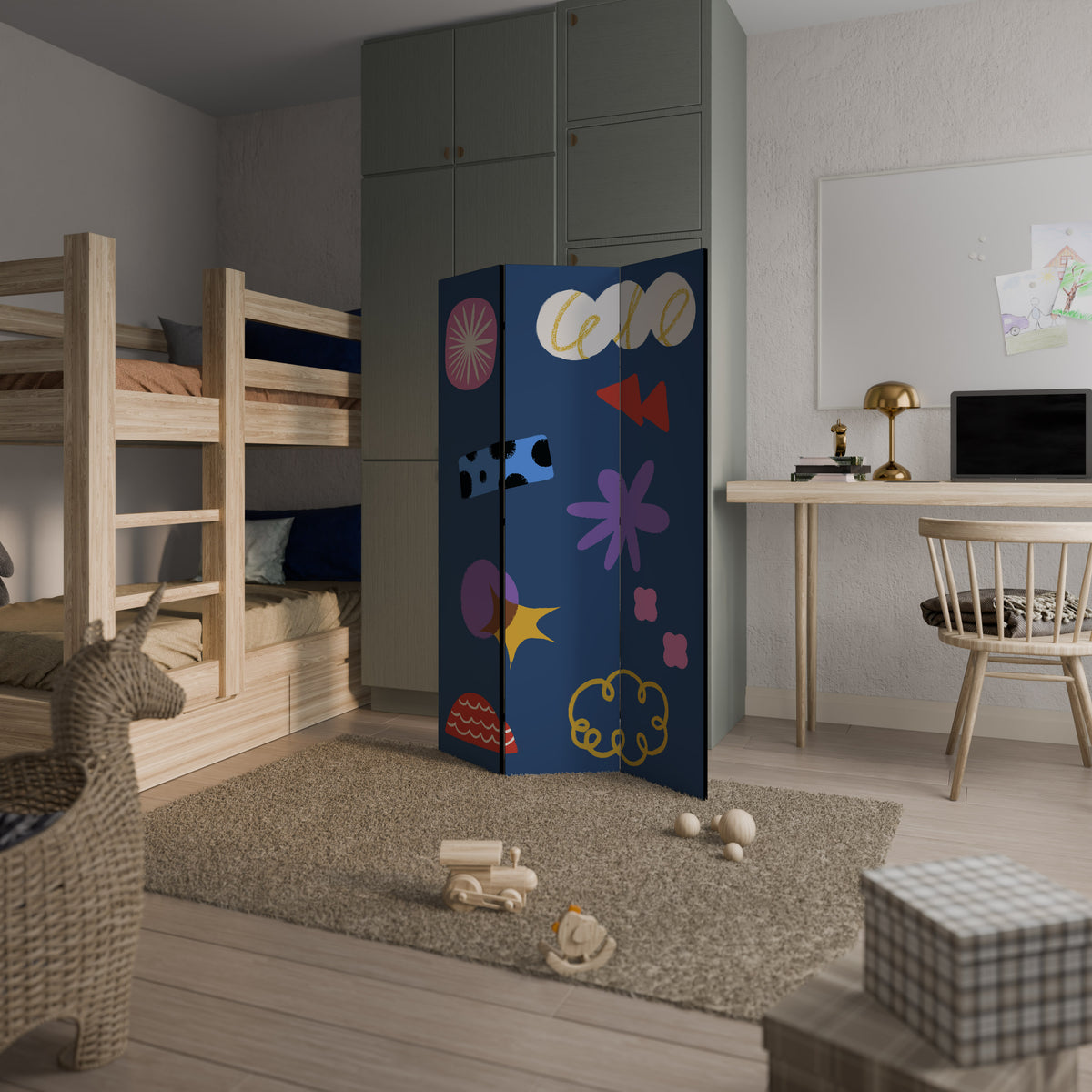 DREAMY HUMOR Dekorativ rumsavdelare – 3 paneler