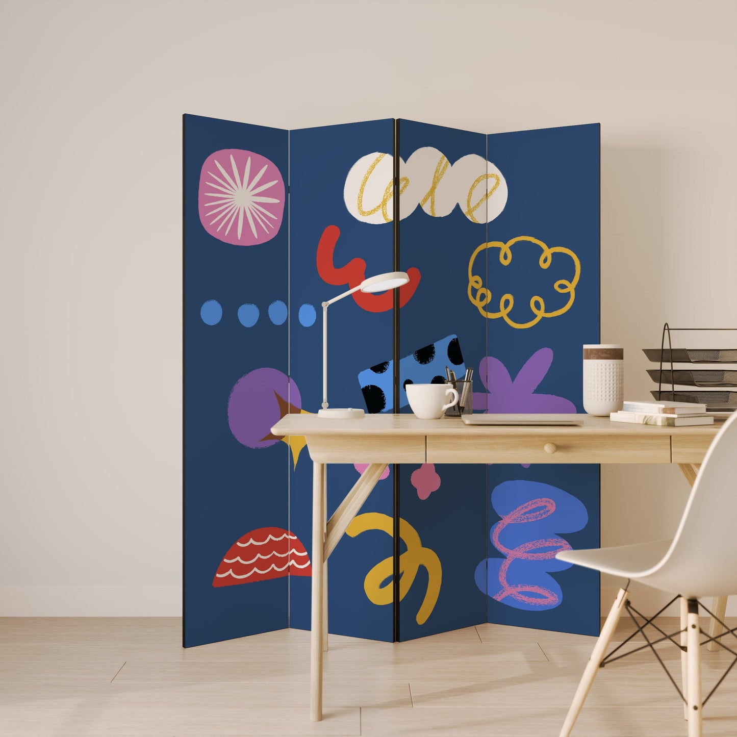 DREAMY HUMOR Dekorativ rumsavdelare med 4 paneler