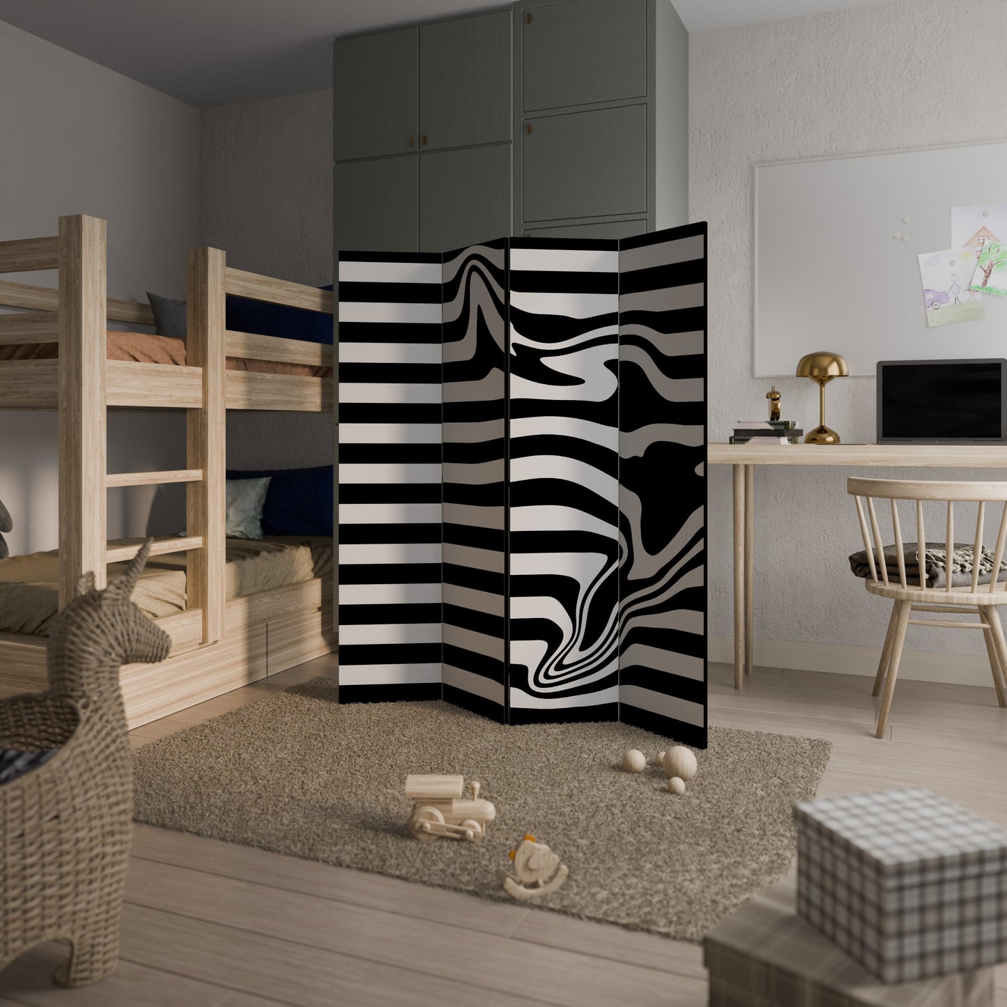 POLYLINE FUZZY Decorative 4-Panel Room Divider