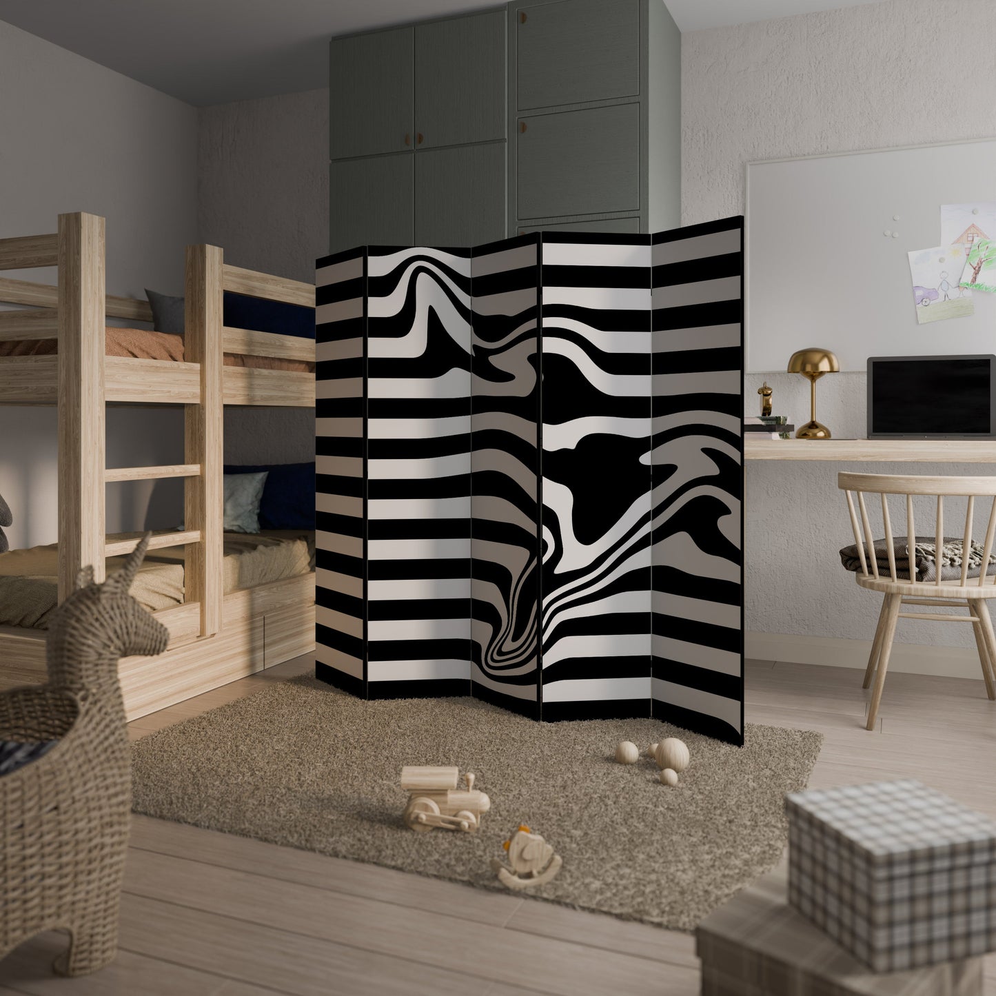 POLYLINE FUZZY Decorative 5-Panel Room Divider