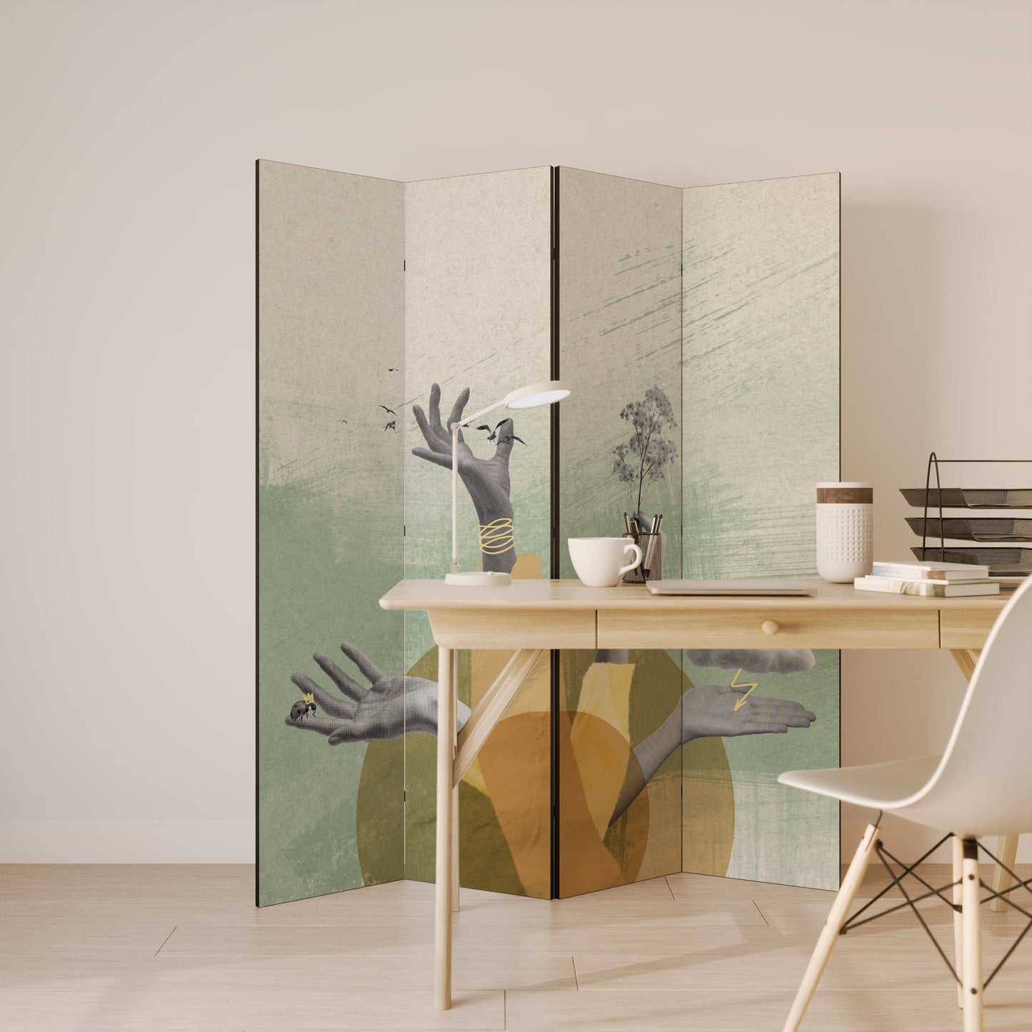 EARTH ELEMENTS Decorative 4-Panel Room Divider