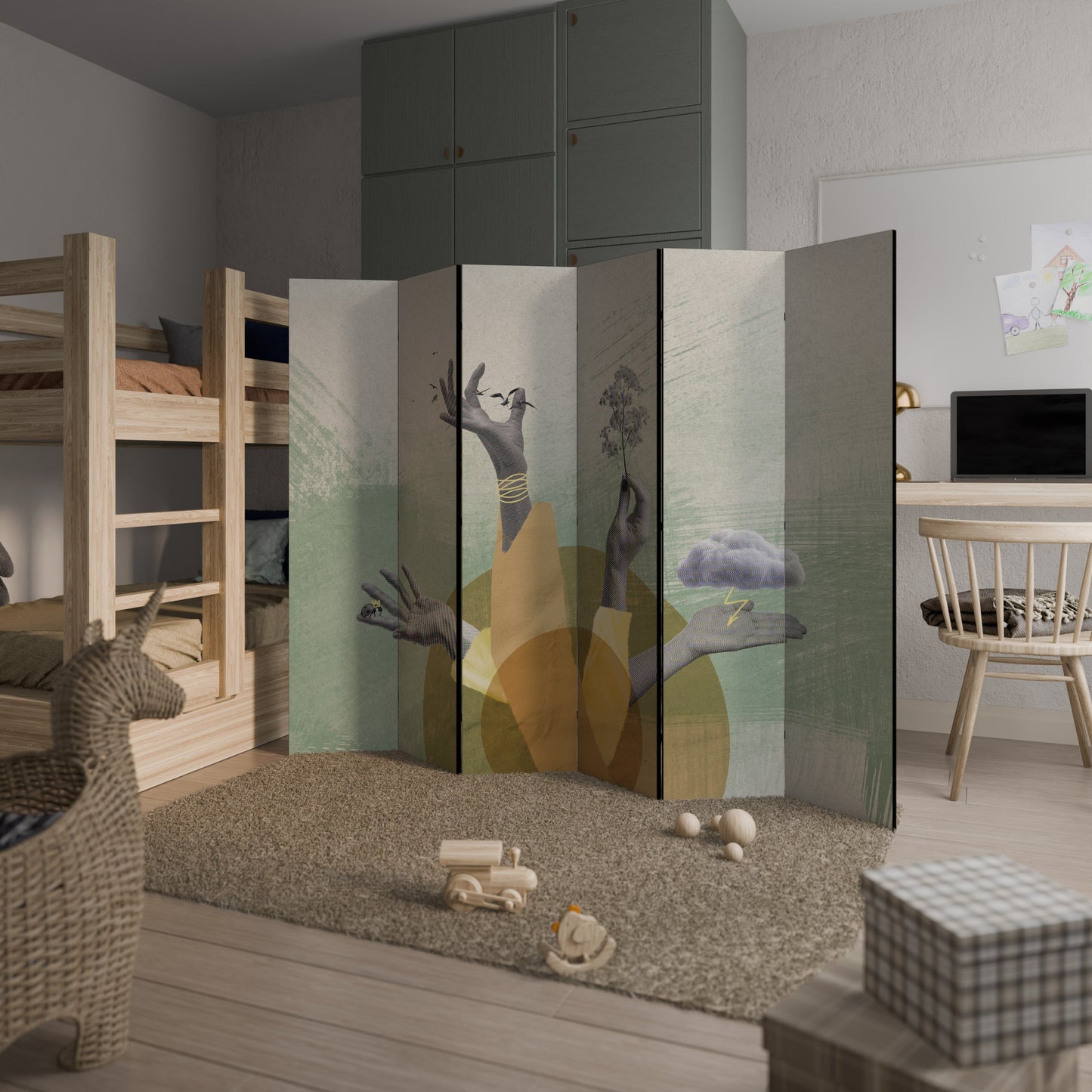 EARTH ELEMENTS Decorative 6-Panel Room Divider