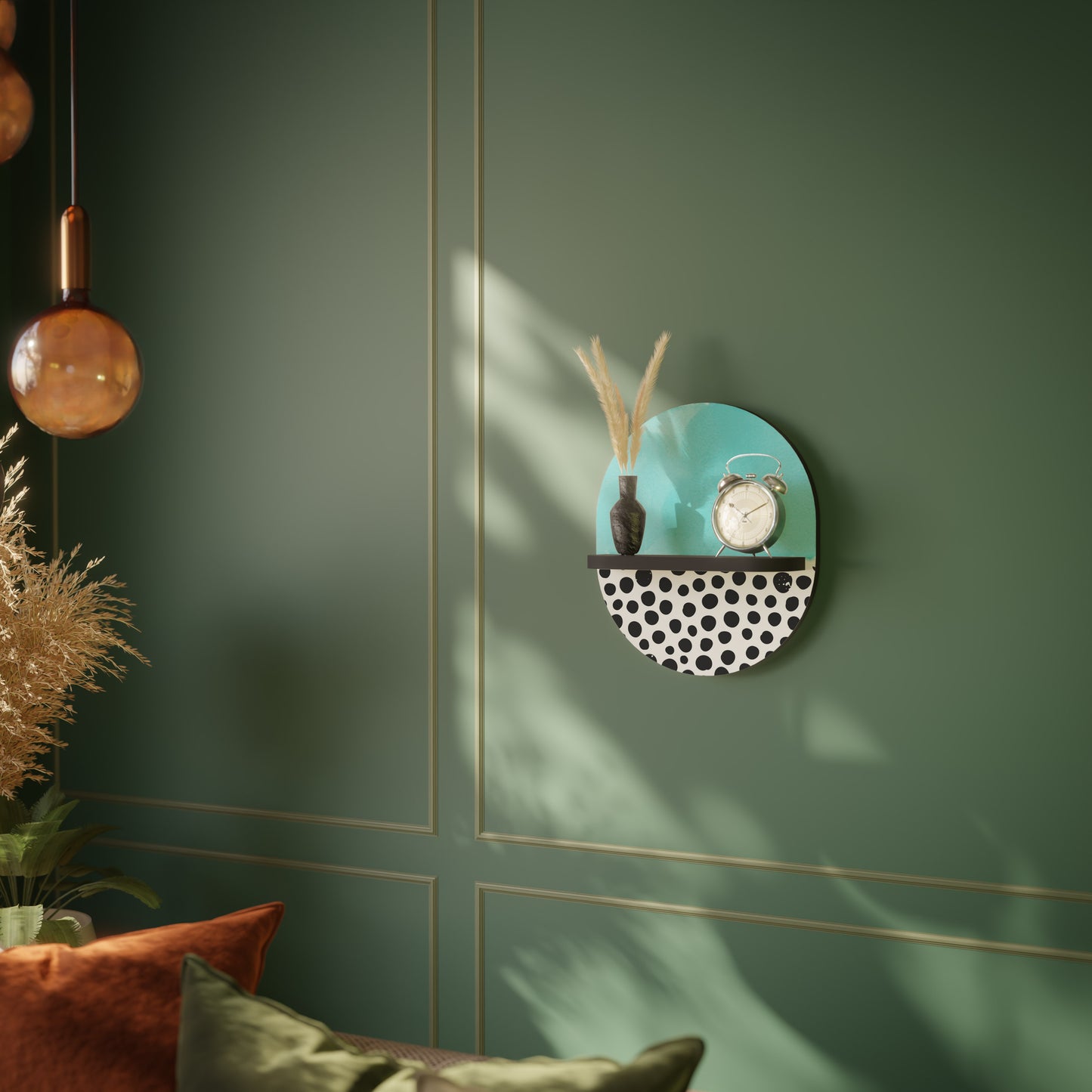 AZURE TREASURE Oval konsthylla i svart finish