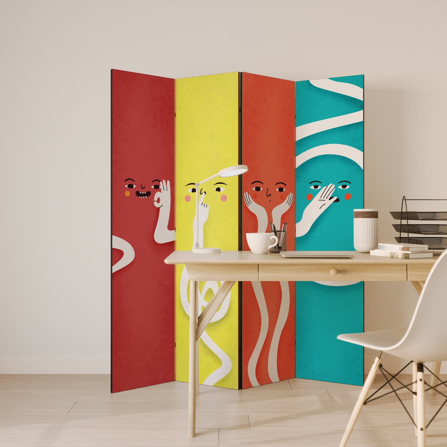 LIVELY FEATURES Decorative 4-Panel Room Divider