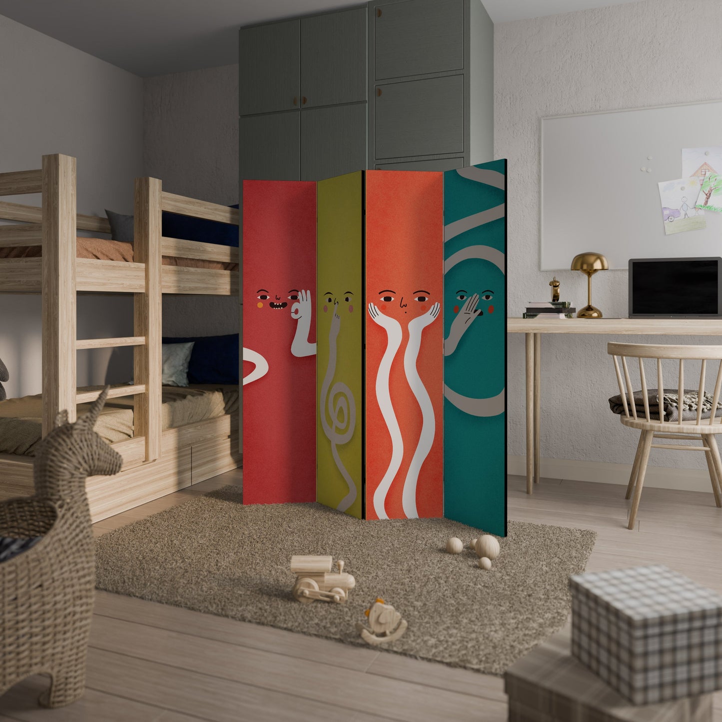 LIVELY FEATURES Decorative 4-Panel Room Divider