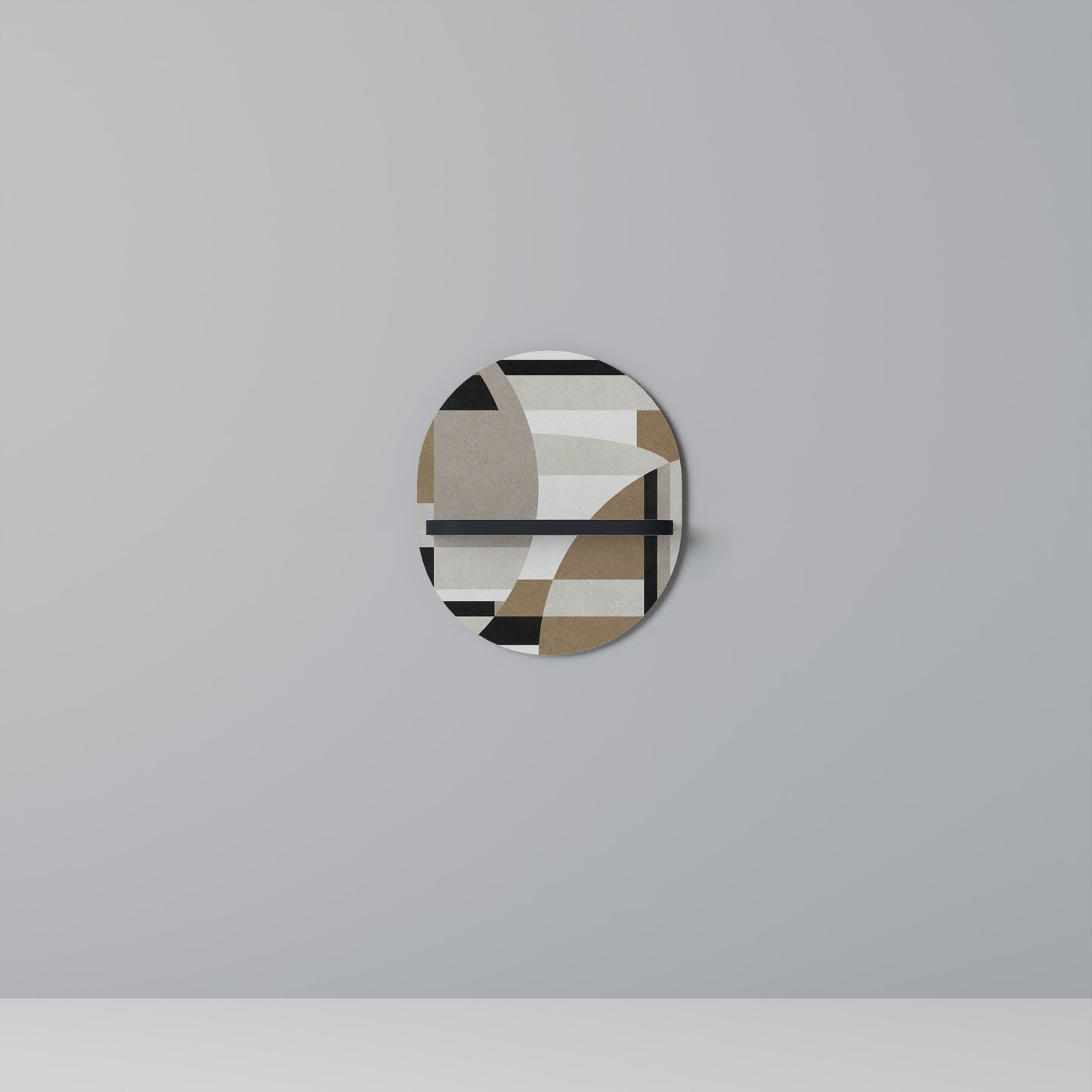 DELIKATE MEMENTO Oval konsthylla i svart finish