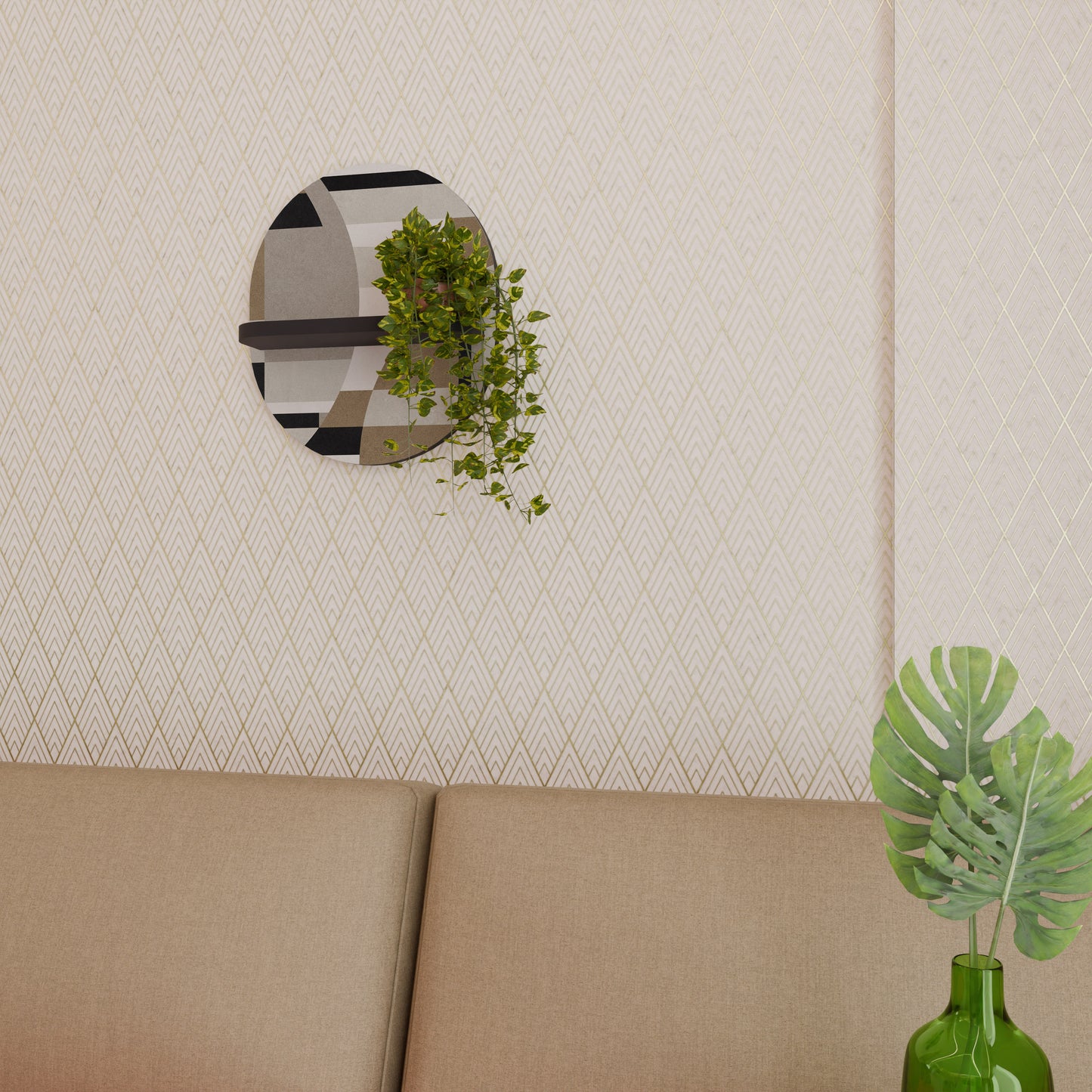 DELIKATE MEMENTO Oval konsthylla i svart finish