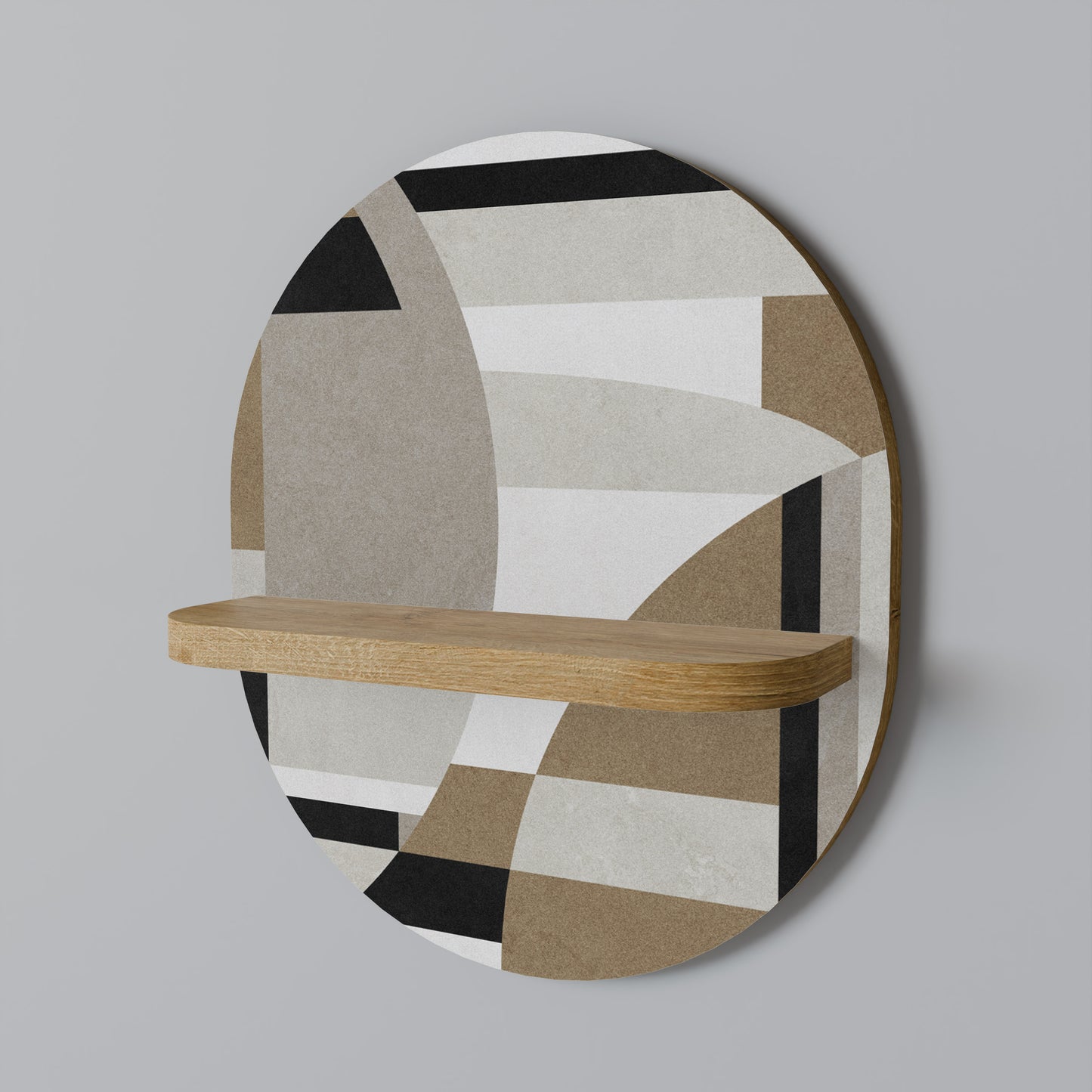 DELICATE MEMENTO Oval Art Shelf In Oak Effect