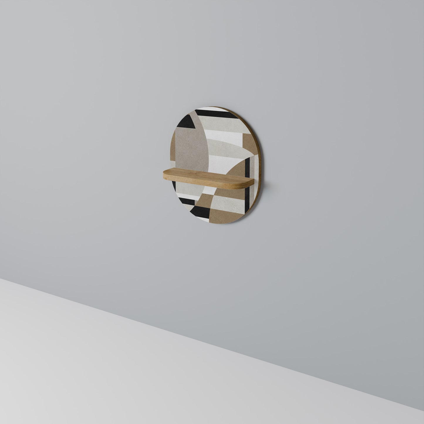 DELICATE MEMENTO Oval Art Shelf In Oak Effect
