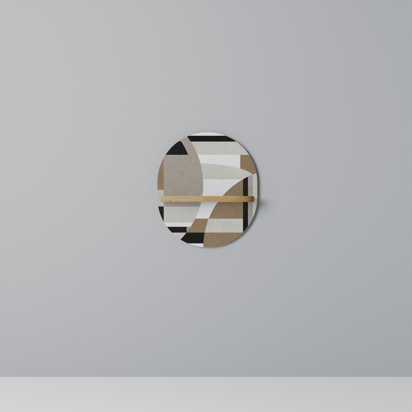 DELICATE MEMENTO Oval Art Shelf In Oak Effect