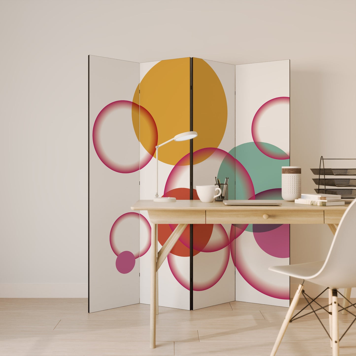 BUBBLE WISH Decorative 4-Panel Room Divider