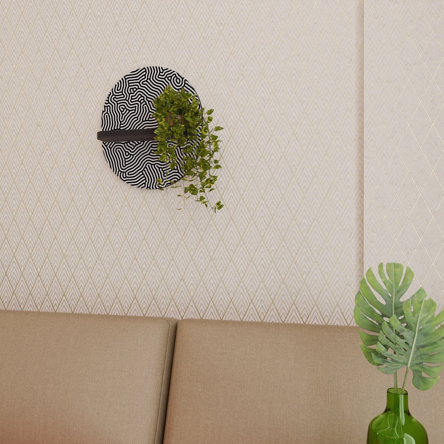 LIVING DOT Oval konsthylla i svart finish
