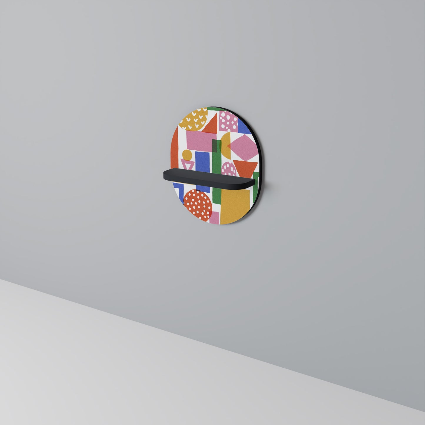 GEOMETRISK GLIMMER Oval konsthylla i svart finish