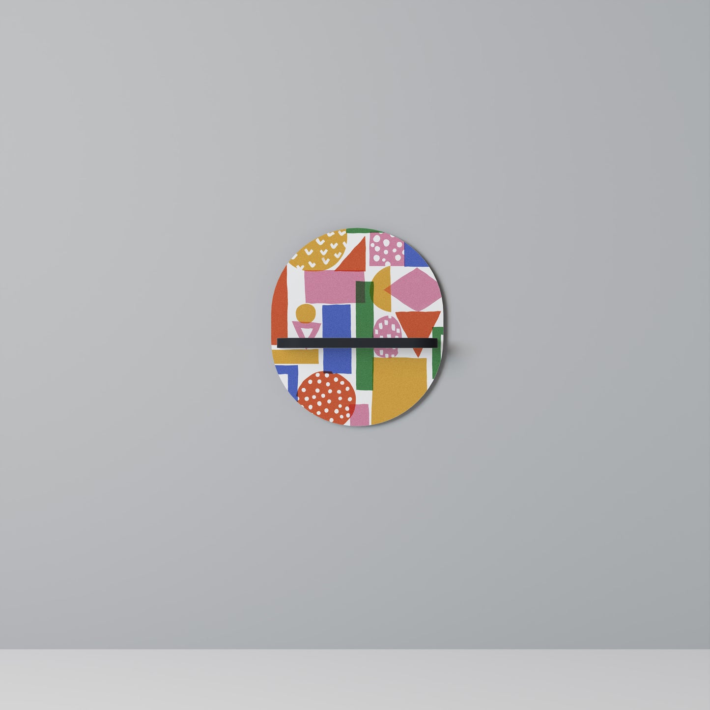 GEOMETRISK GLIMMER Oval konsthylla i svart finish