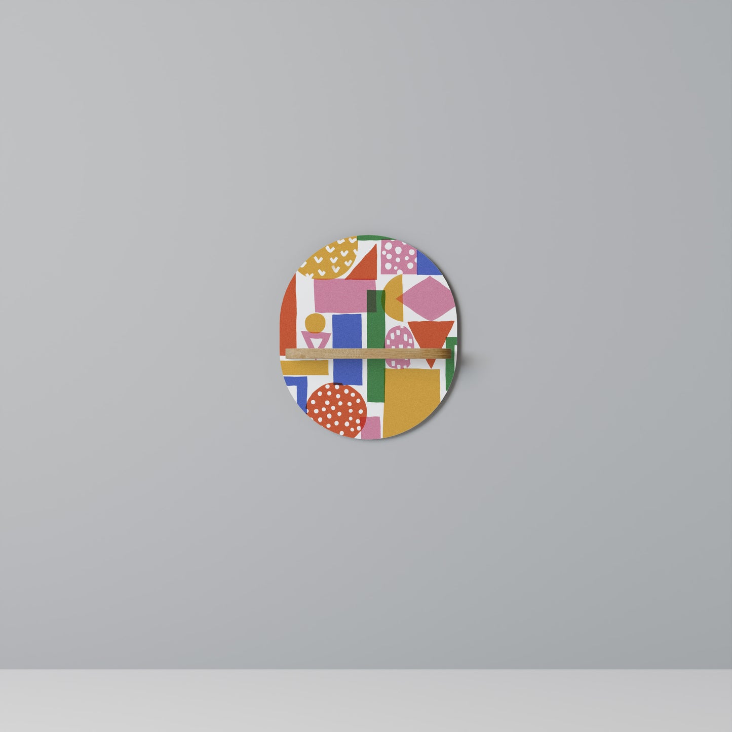 GEOMETRISK GLIMMER Oval konsthylla i ekeffekt