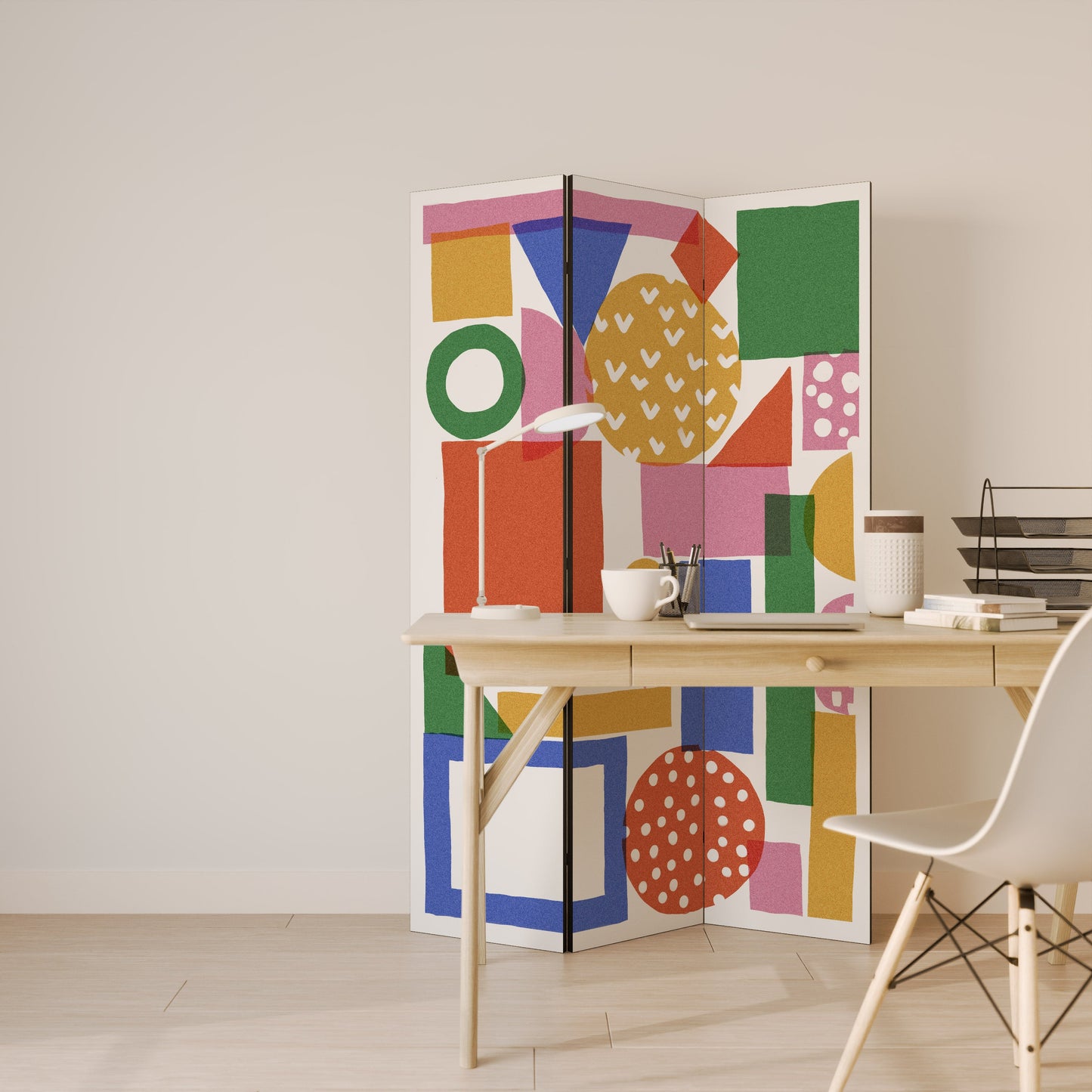 GEOMETRISK GLIMMER Dekorativ rumsavdelare med 3 paneler