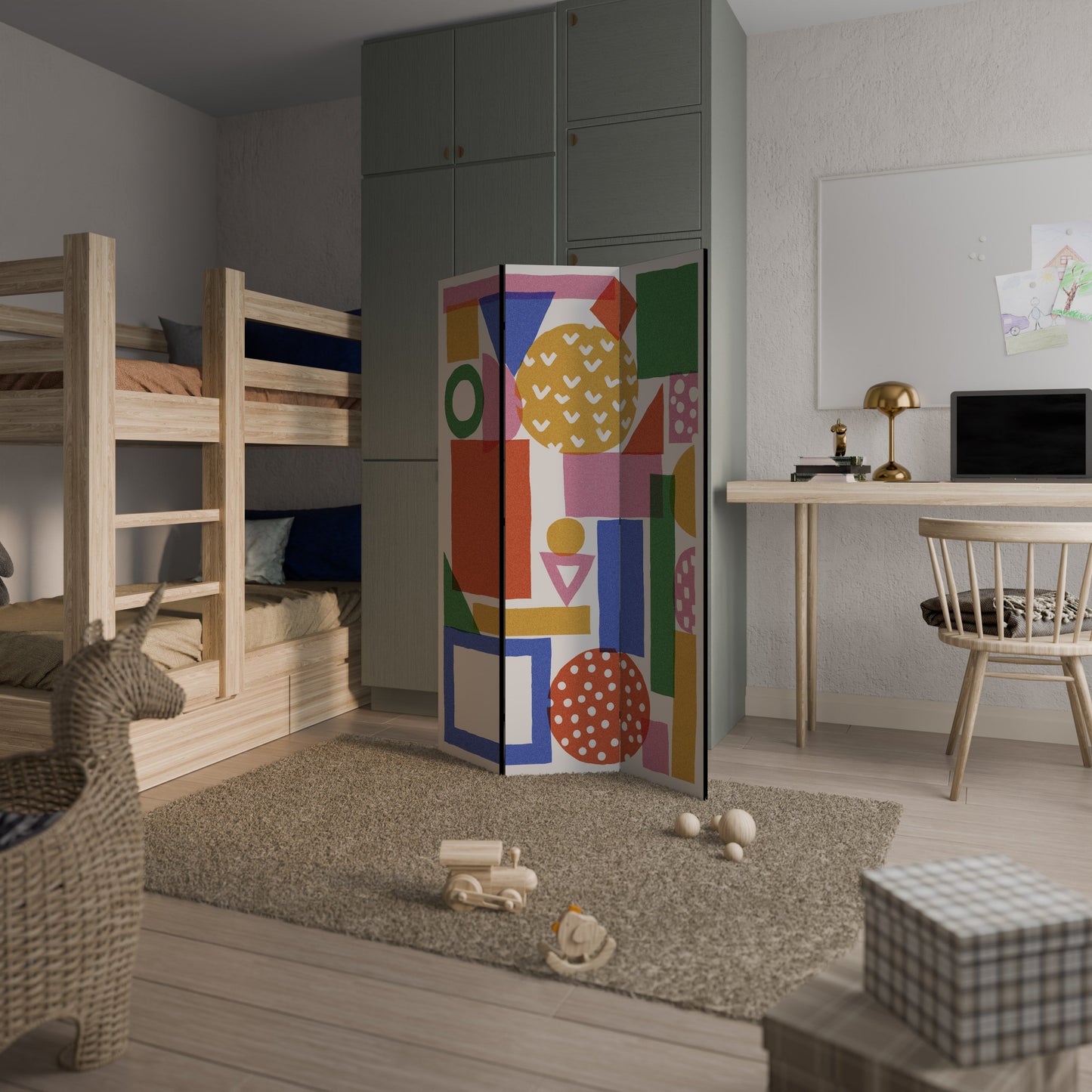 GEOMETRISK GLIMMER Dekorativ rumsavdelare med 3 paneler
