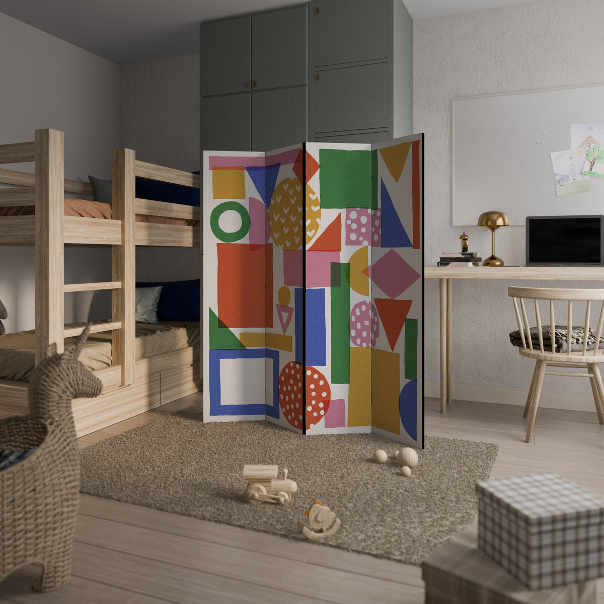 GEOMETRIC GLIMMER Rumsavdelare 4 paneler