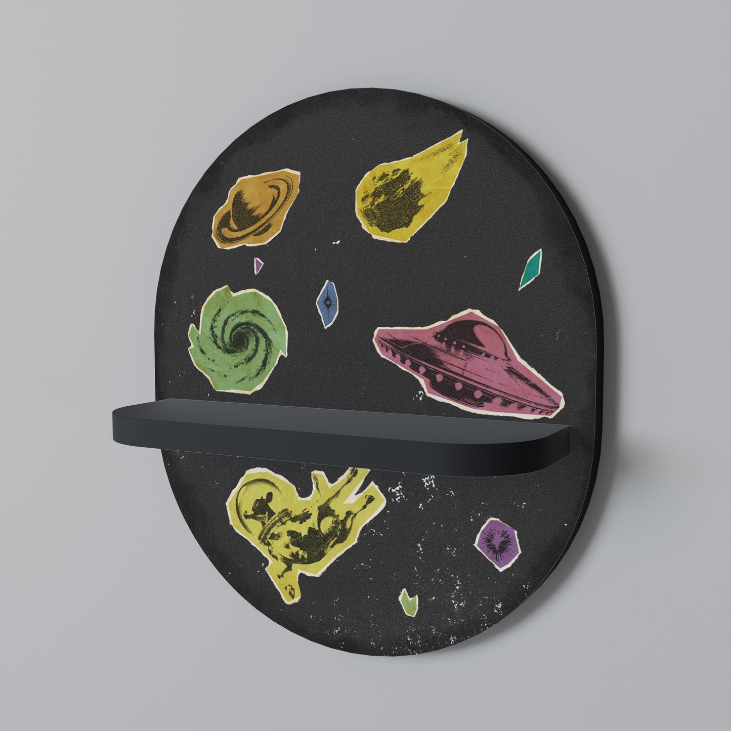 GALAXY MORSEL Oval konsthylla i svart finish