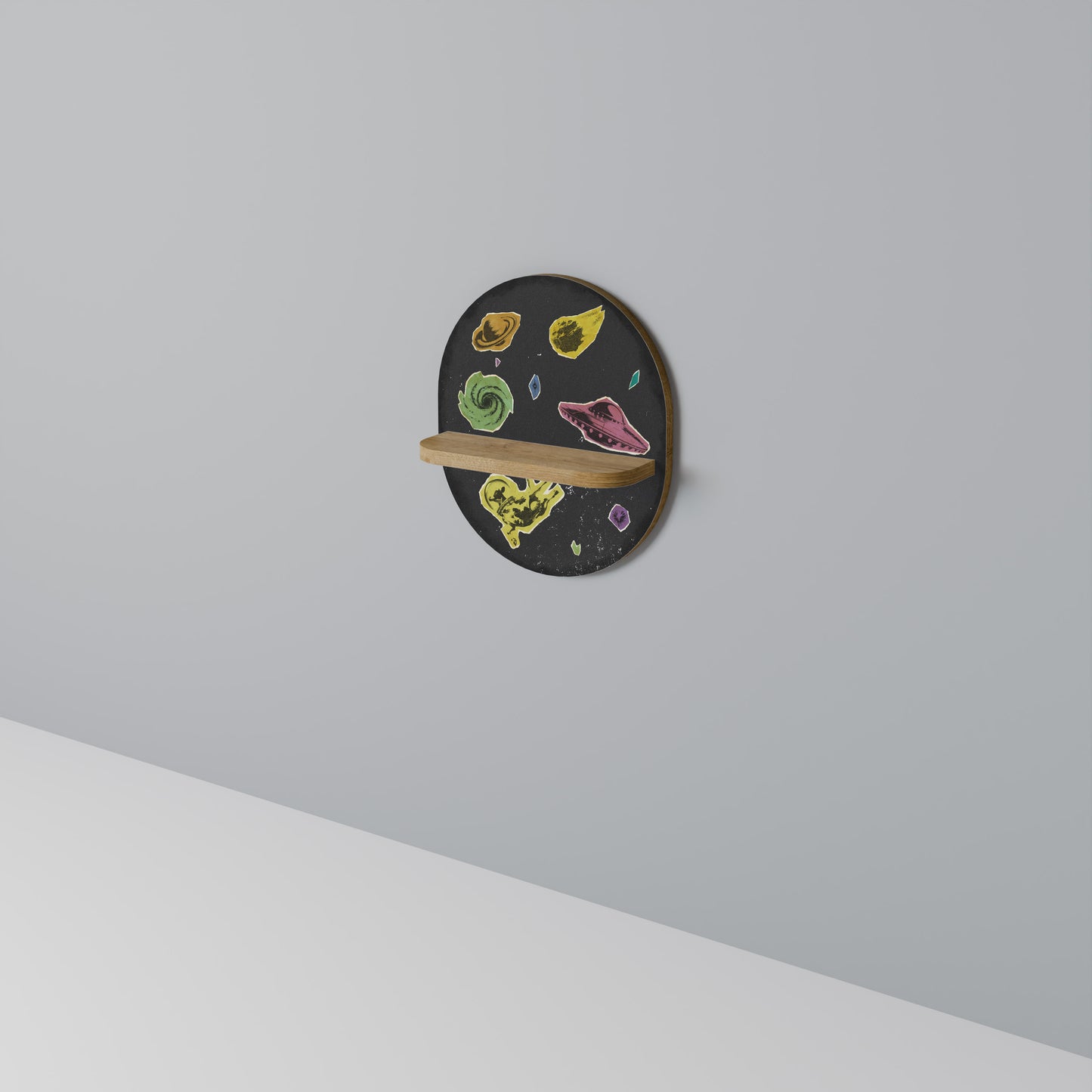 GALAXY MORSEL Oval konsthylla i ekeffekt
