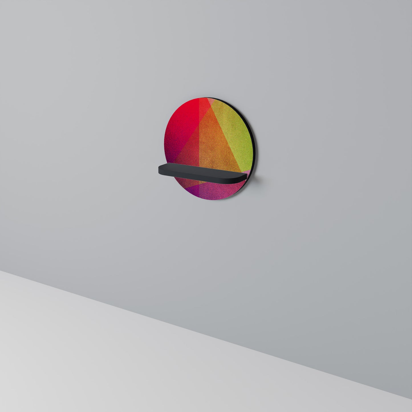 VIVID GEOMETRY Rund konsthylla i svart finish