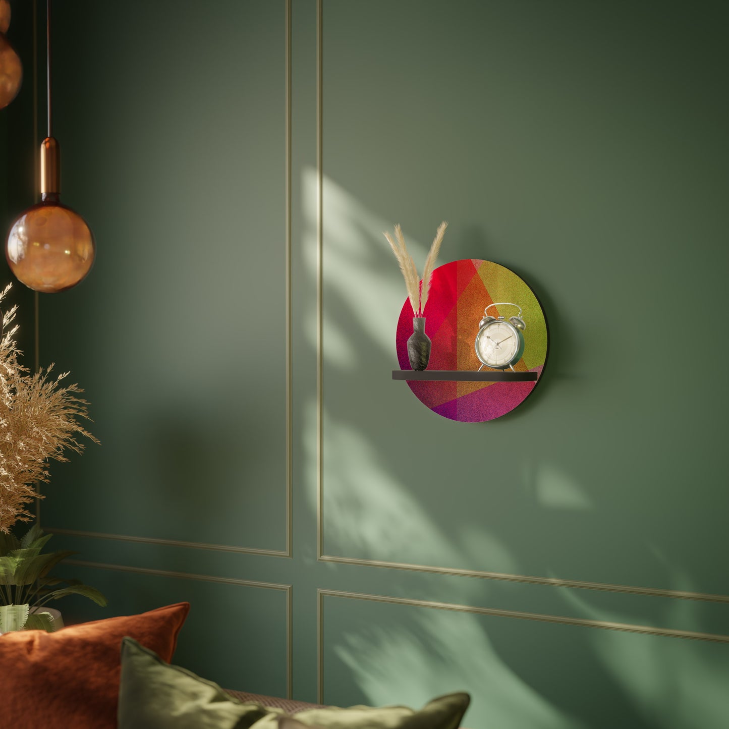 VIVID GEOMETRY Rund konsthylla i svart finish