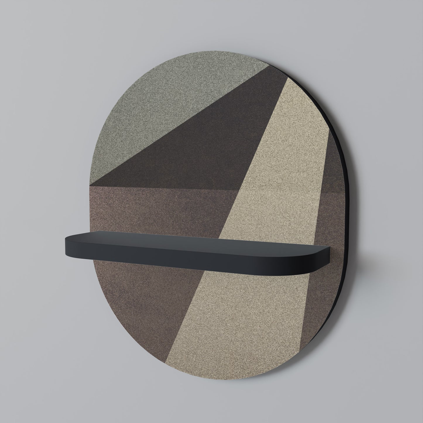 BEIGE GEOMETRY Oval konsthylla i svart finish