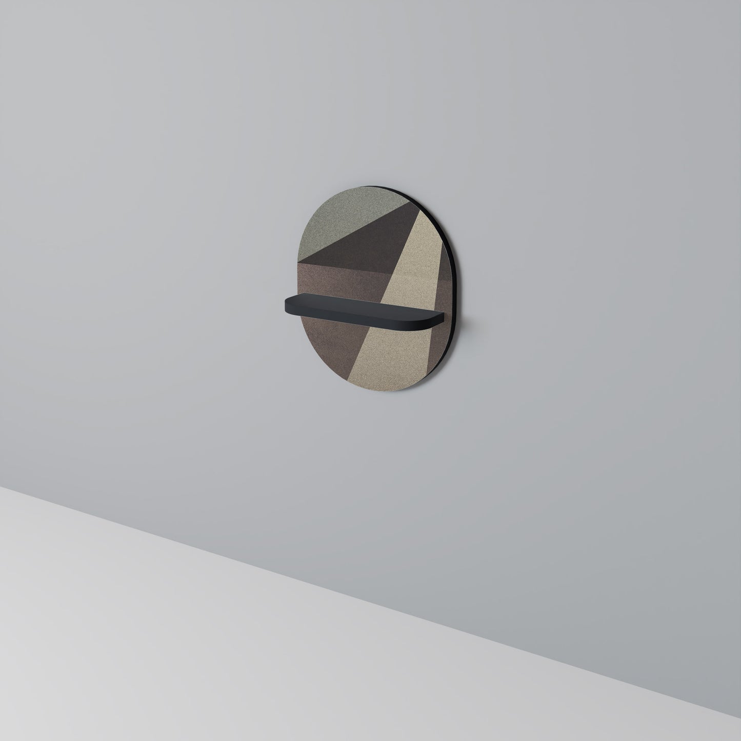 BEIGE GEOMETRY Oval konsthylla i svart finish