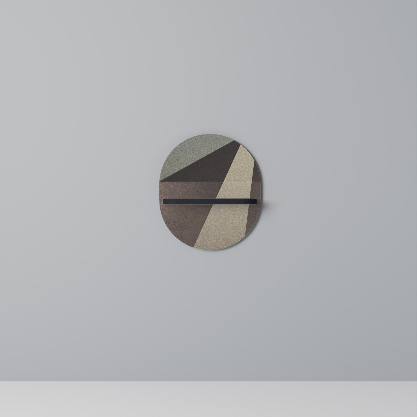 BEIGE GEOMETRY Oval konsthylla i svart finish