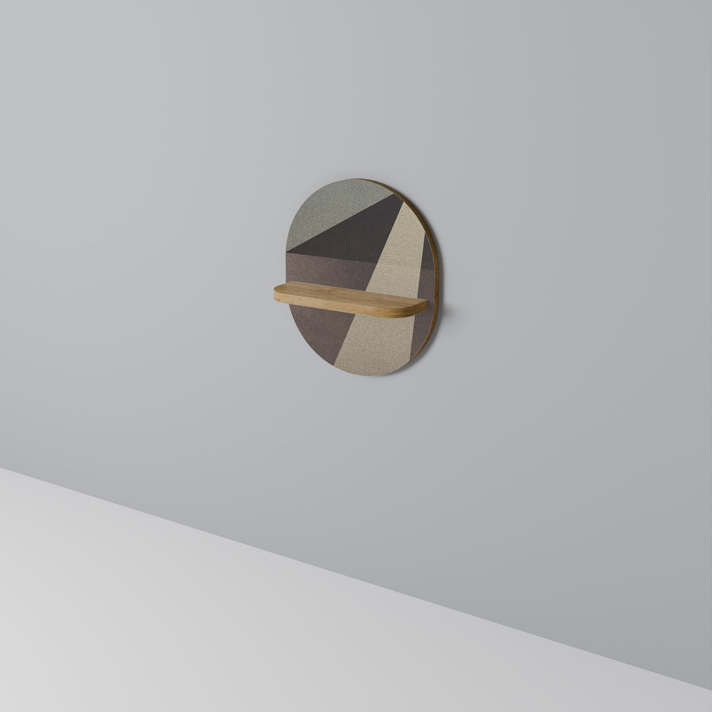 BEIGE GEOMETRY Oval konsthylla i ekeffekt