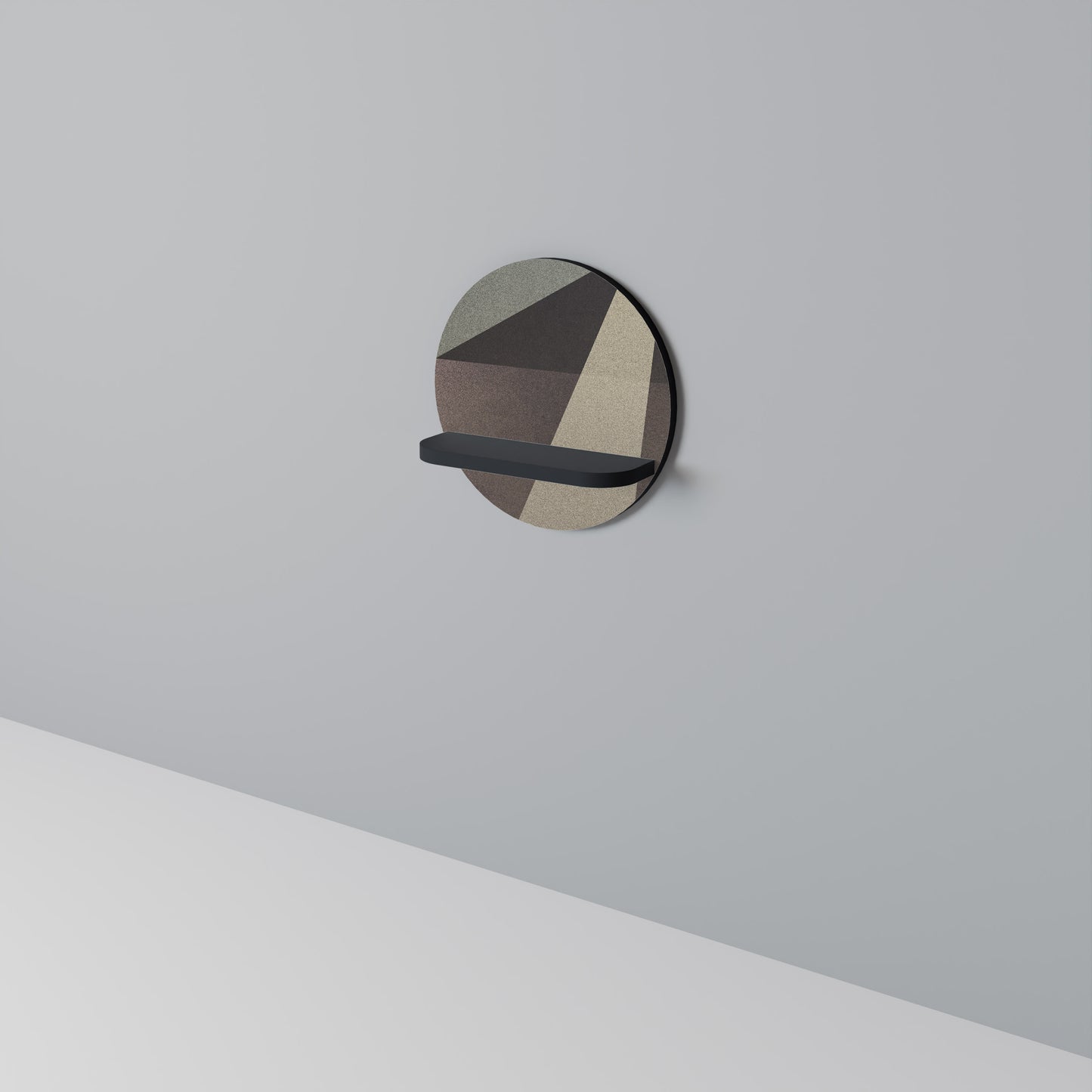 BEIGE GEOMETRY Rund konsthylla i svart finish