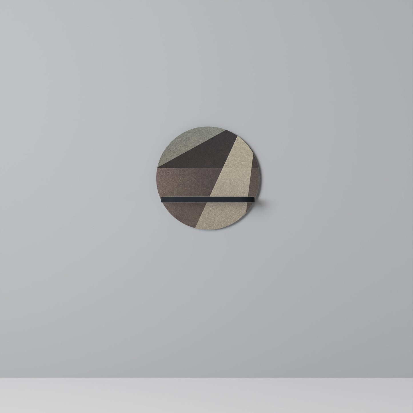 BEIGE GEOMETRY Rund konsthylla i svart finish
