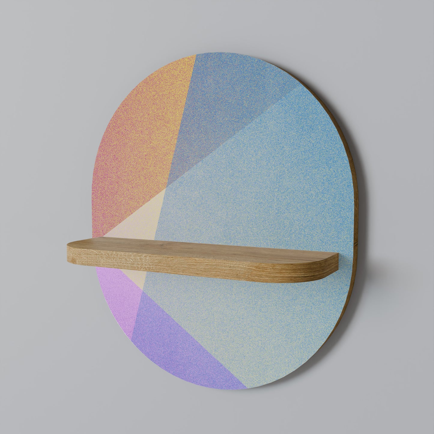 LJUS GEOMETRI Oval konsthylla i ekeffekt