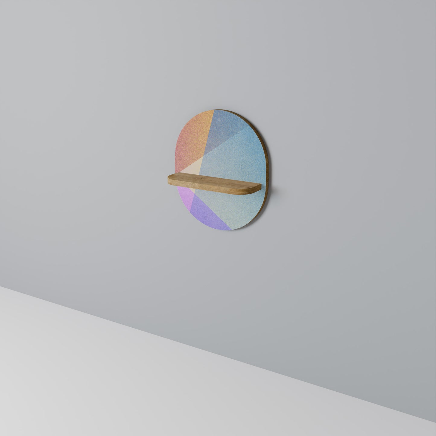 LJUS GEOMETRI Oval konsthylla i ekeffekt