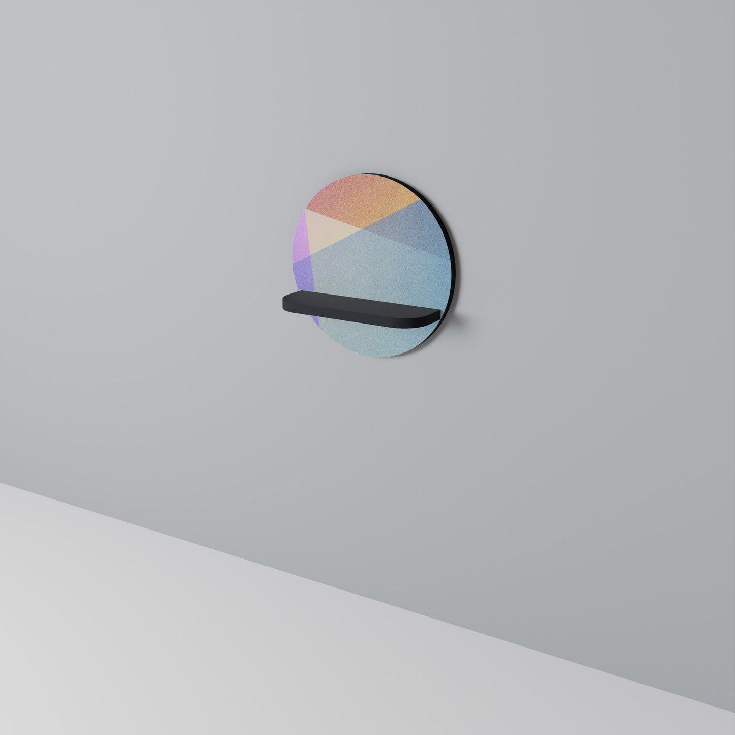 LJUS GEOMETRI Rund konsthylla i svart finish