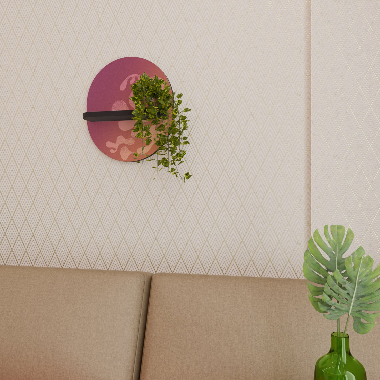 IRREGULAR ROSA Oval Art Hylla i svart finish