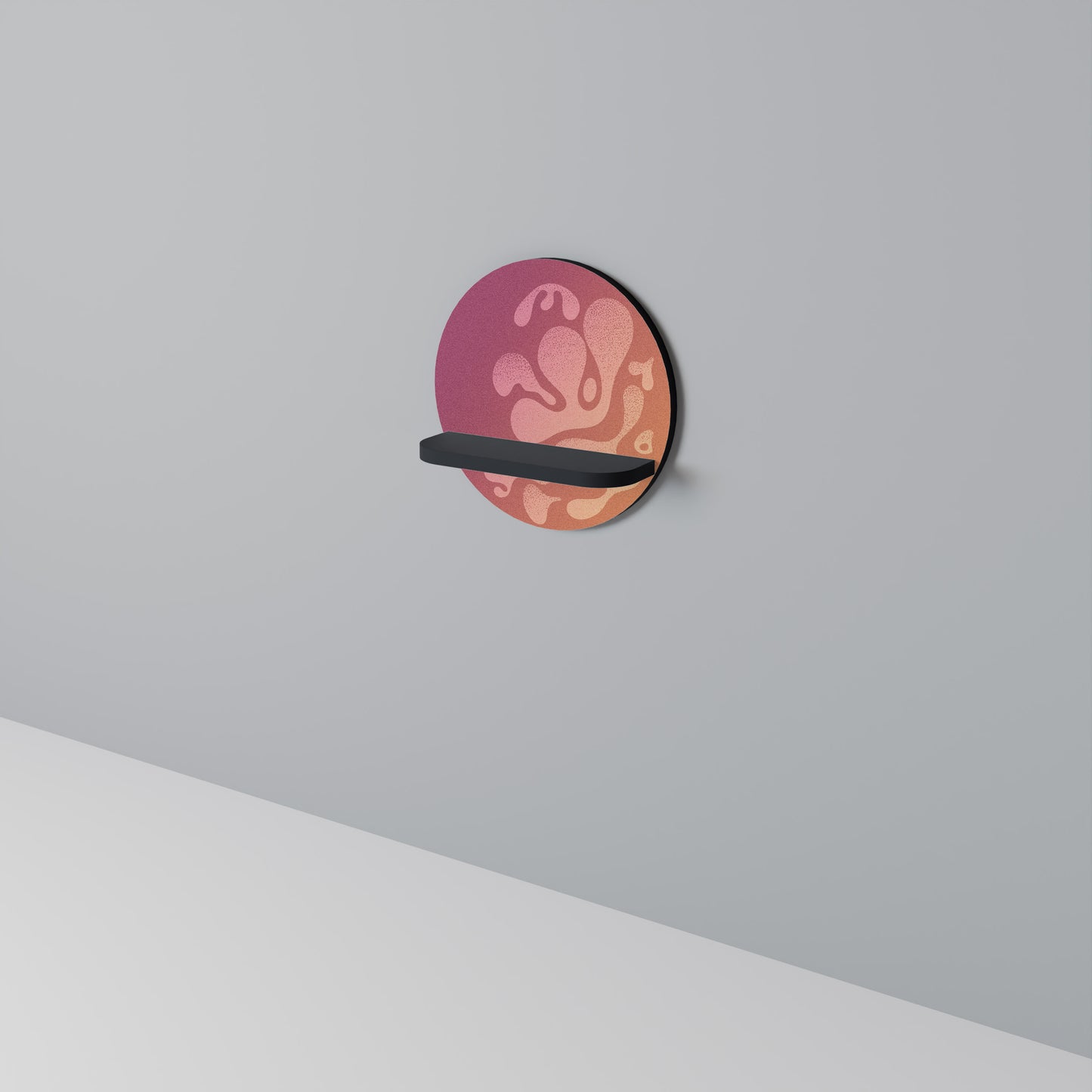 OREGULÄR ROSA rund konsthylla i svart finish