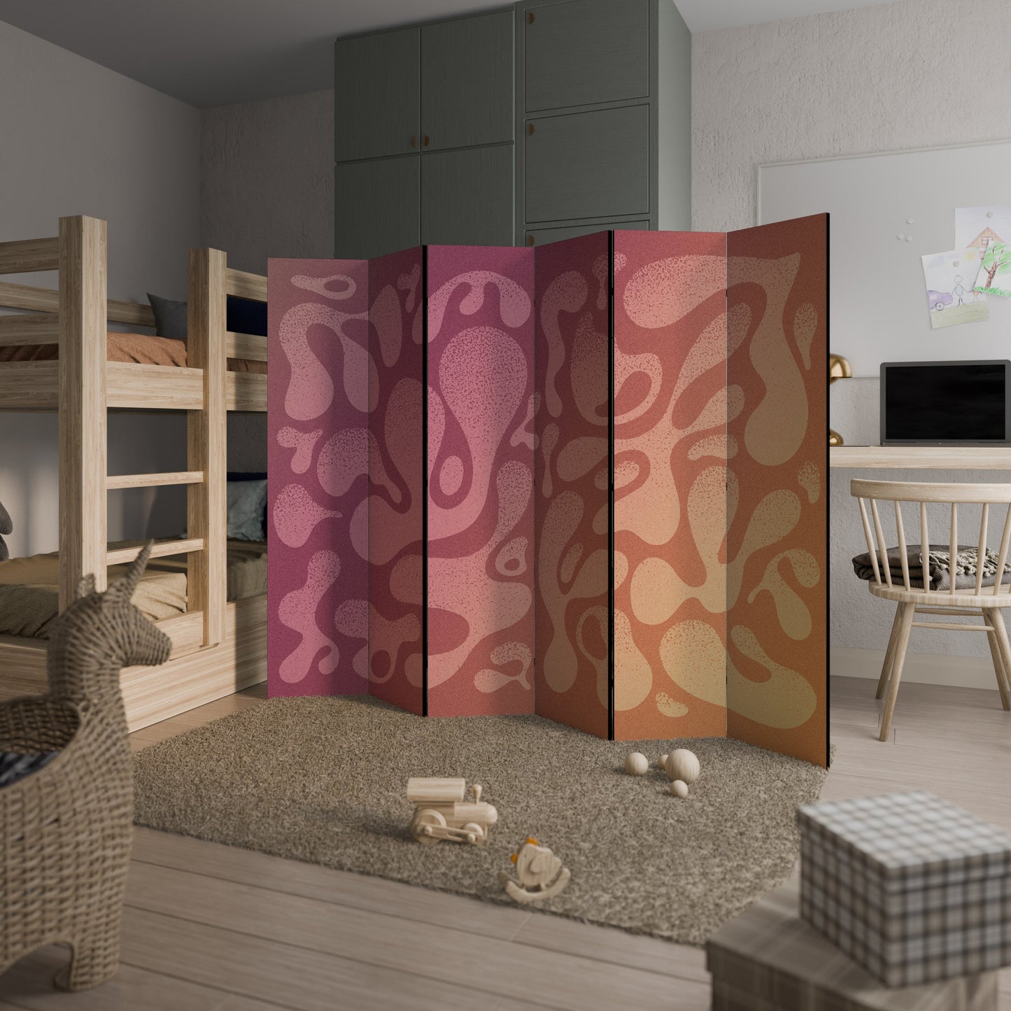 IRREGULAR PINK Decorative 6-Panel Room Divider
