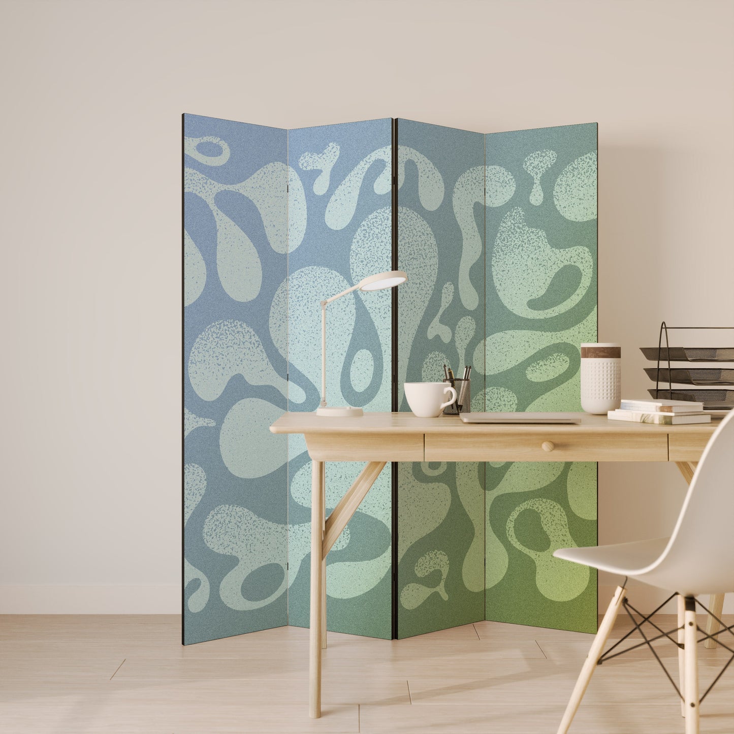 IRREGULAR BLUE Decorative 4-Panel Room Divider