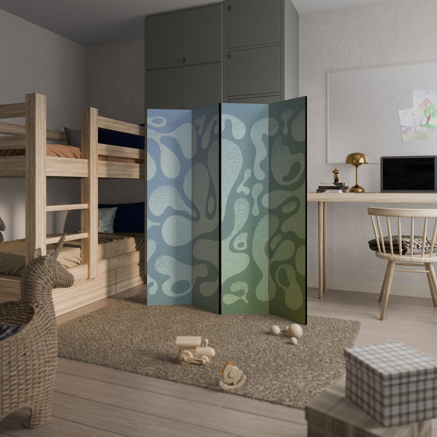 IRREGULAR BLUE Decorative 4-Panel Room Divider