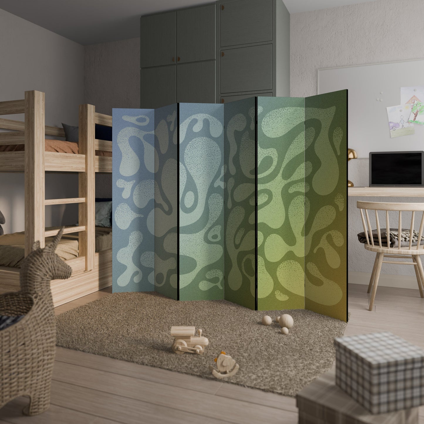 IRREGULAR BLUE Decorative 6-Panel Room Divider