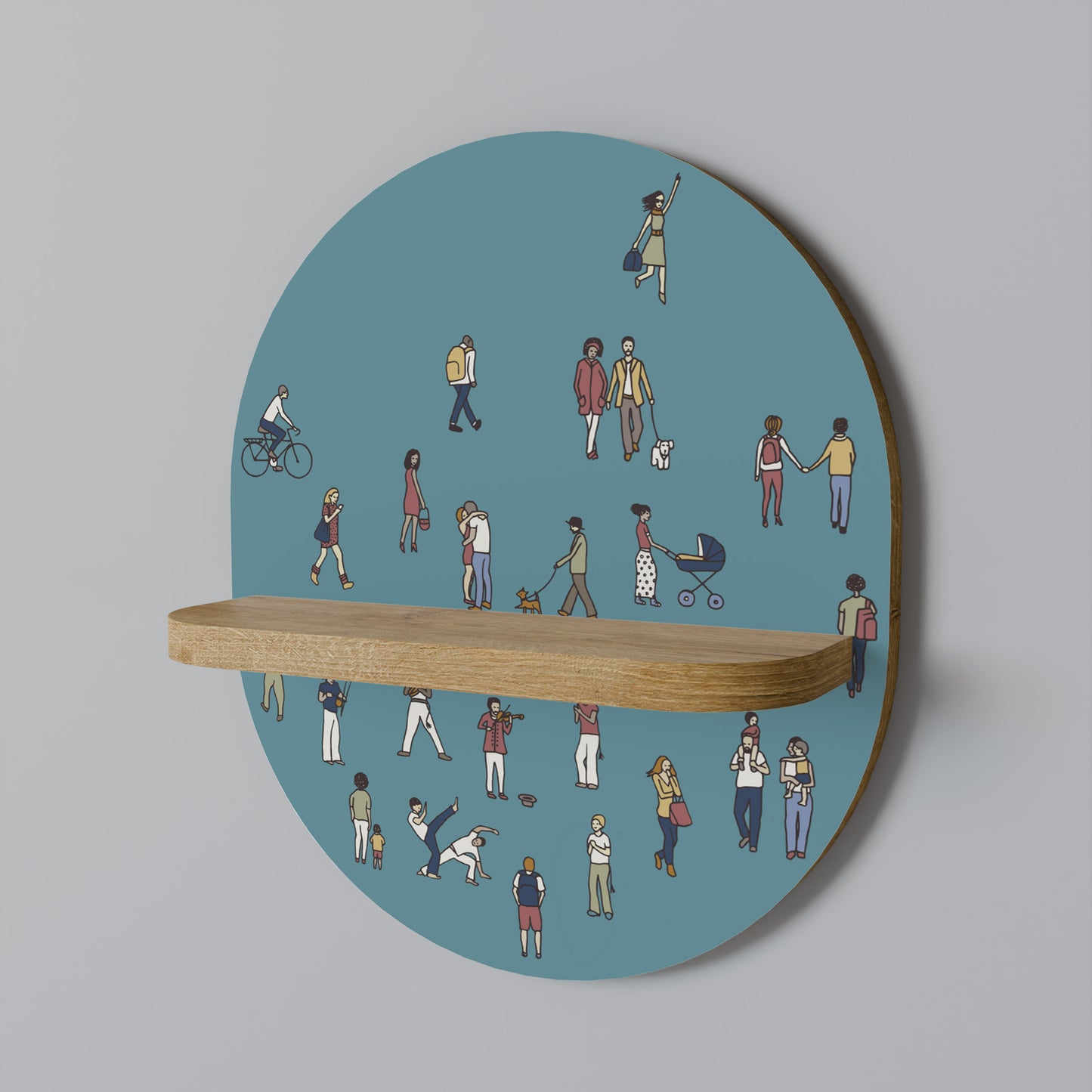 COLLECTIVE STREAM Oval konsthylla i ekeffekt