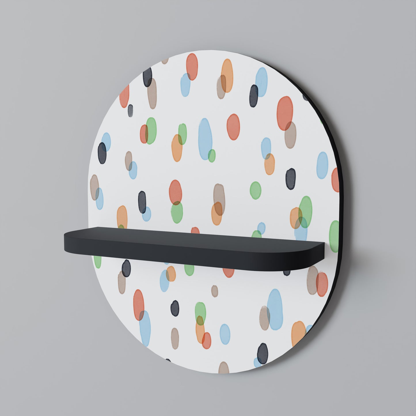 ENERGETIC SPOTS Oval konsthylla i svart finish