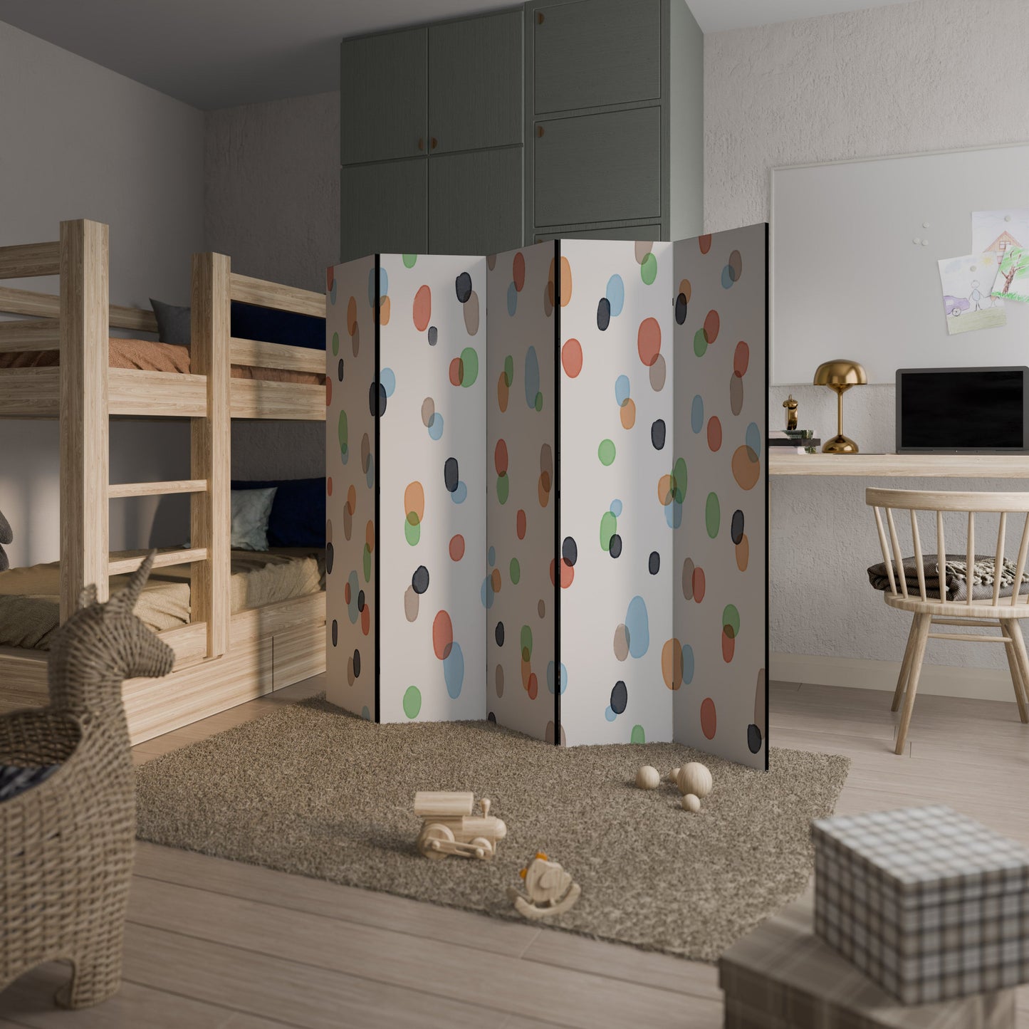 ENERGETIC SPOTS Decorative 5-Panel Room Divider
