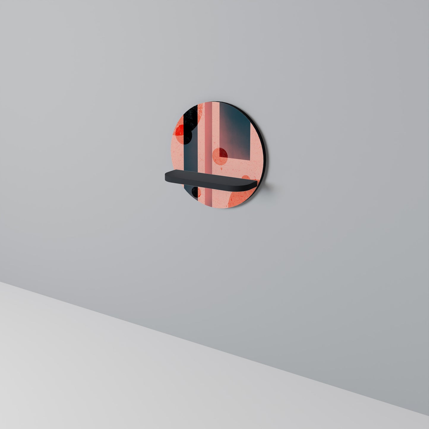 BLUSHED SPECTRUM Rund konsthylla i svart finish