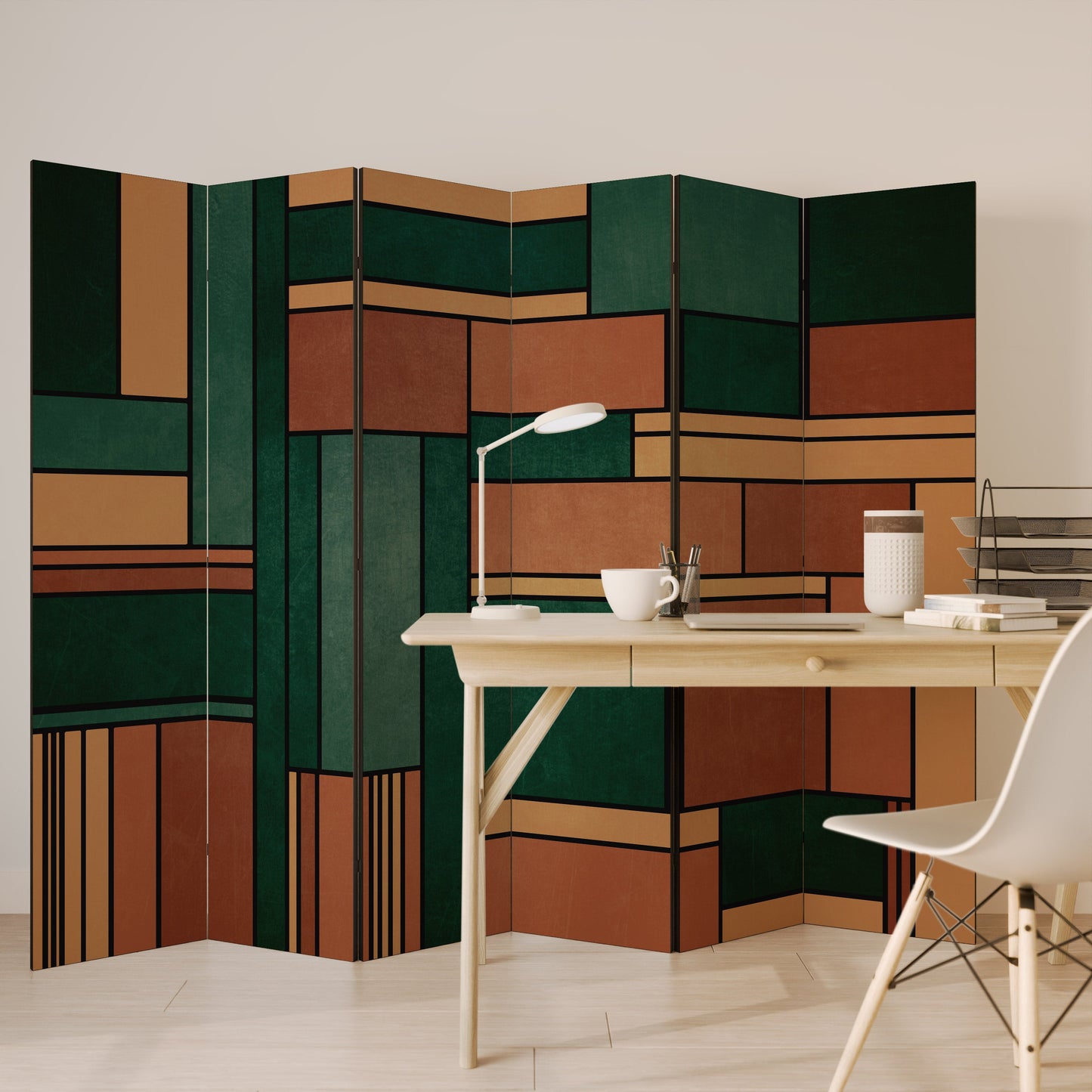 EARTHY FIGURES Decorative 6-Panel Room Divider