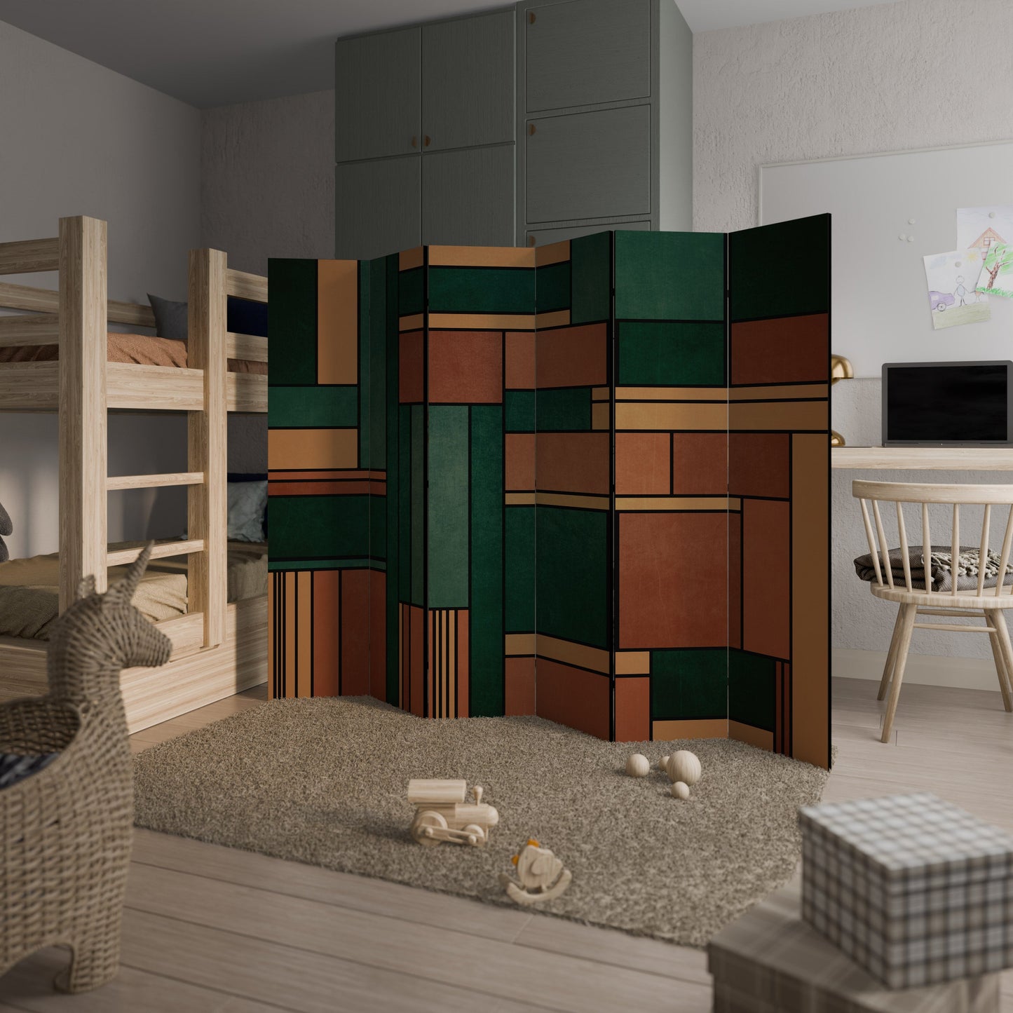 EARTHY FIGURES Decorative 6-Panel Room Divider
